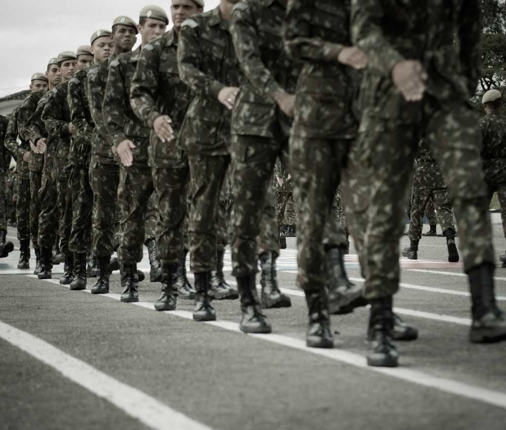 US military soldiers marching