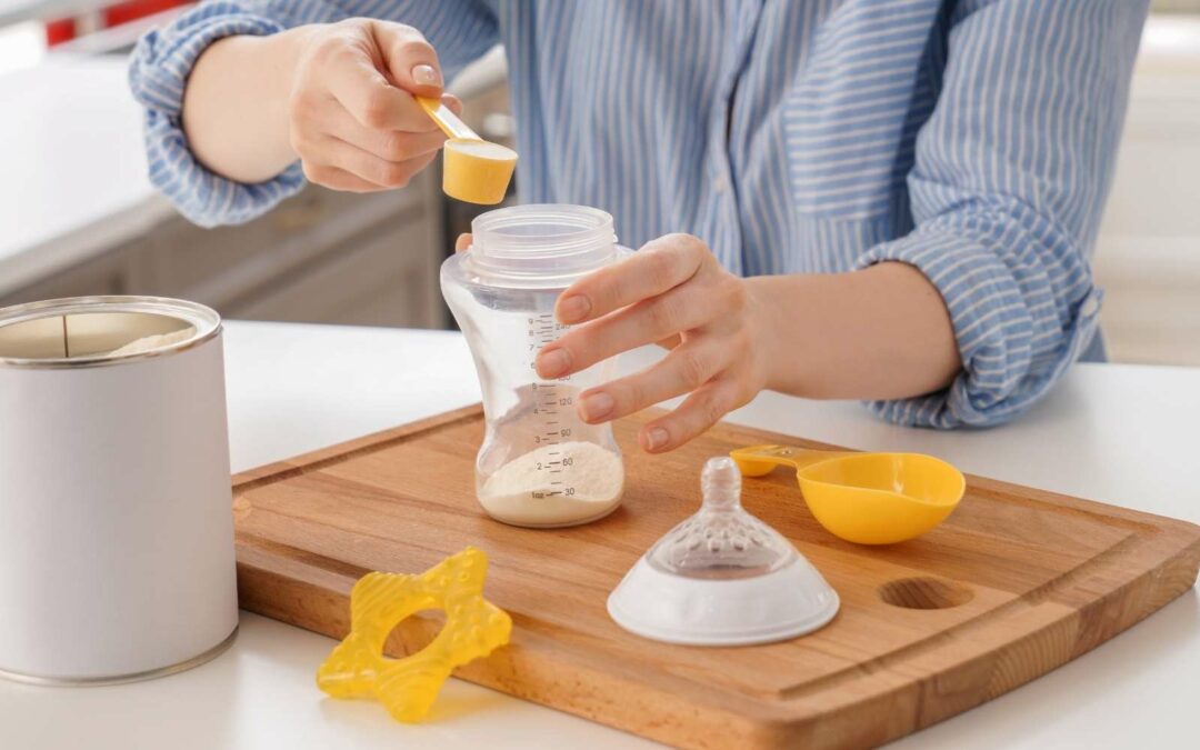 Making baby formula in a baby bottle