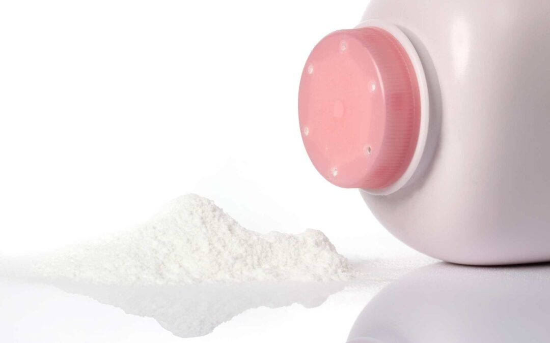 talcum baby powder with a pink lid